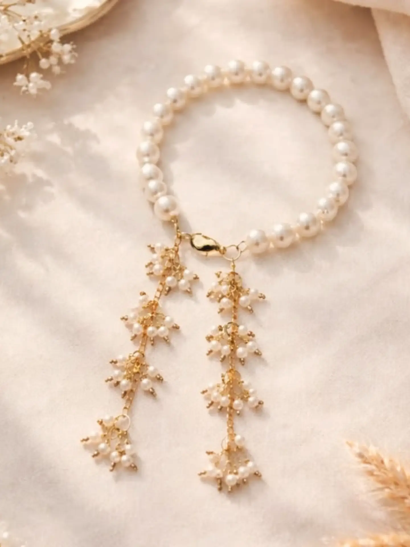 Timeless Pearl Tassel Bracelet and lumba