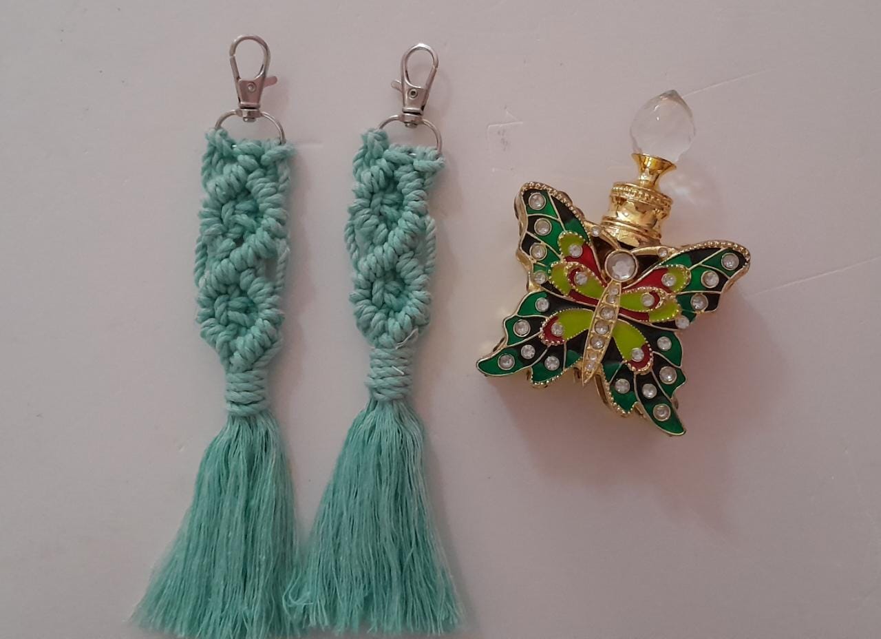 Title Option Macrame Corded Keychain | Pastel Boho Bag Charm | Handmade Gift Accessory
