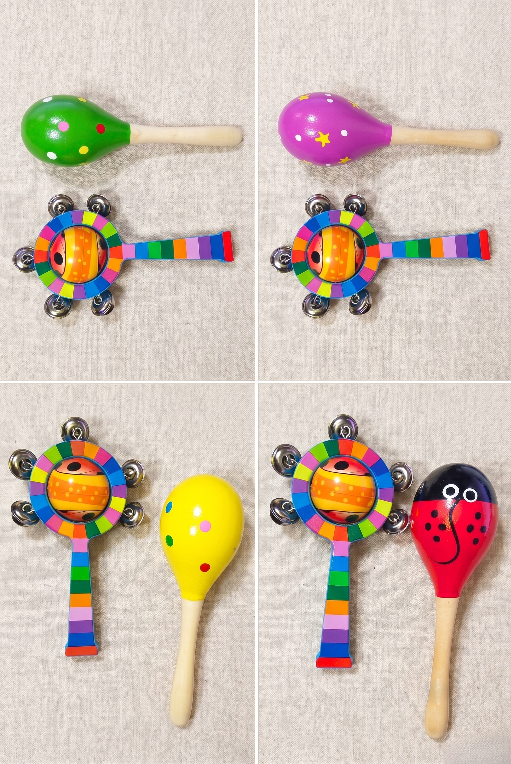 Toynish Wooden Baby Rattles & Maracas Set for Infants (Pack of 2)  Colorful Handheld Jhunjhuna & Musical Shaker Toy Combo for Babies 0-2 Years  Non-Toxic Montessori Sensory Sound Toy Set