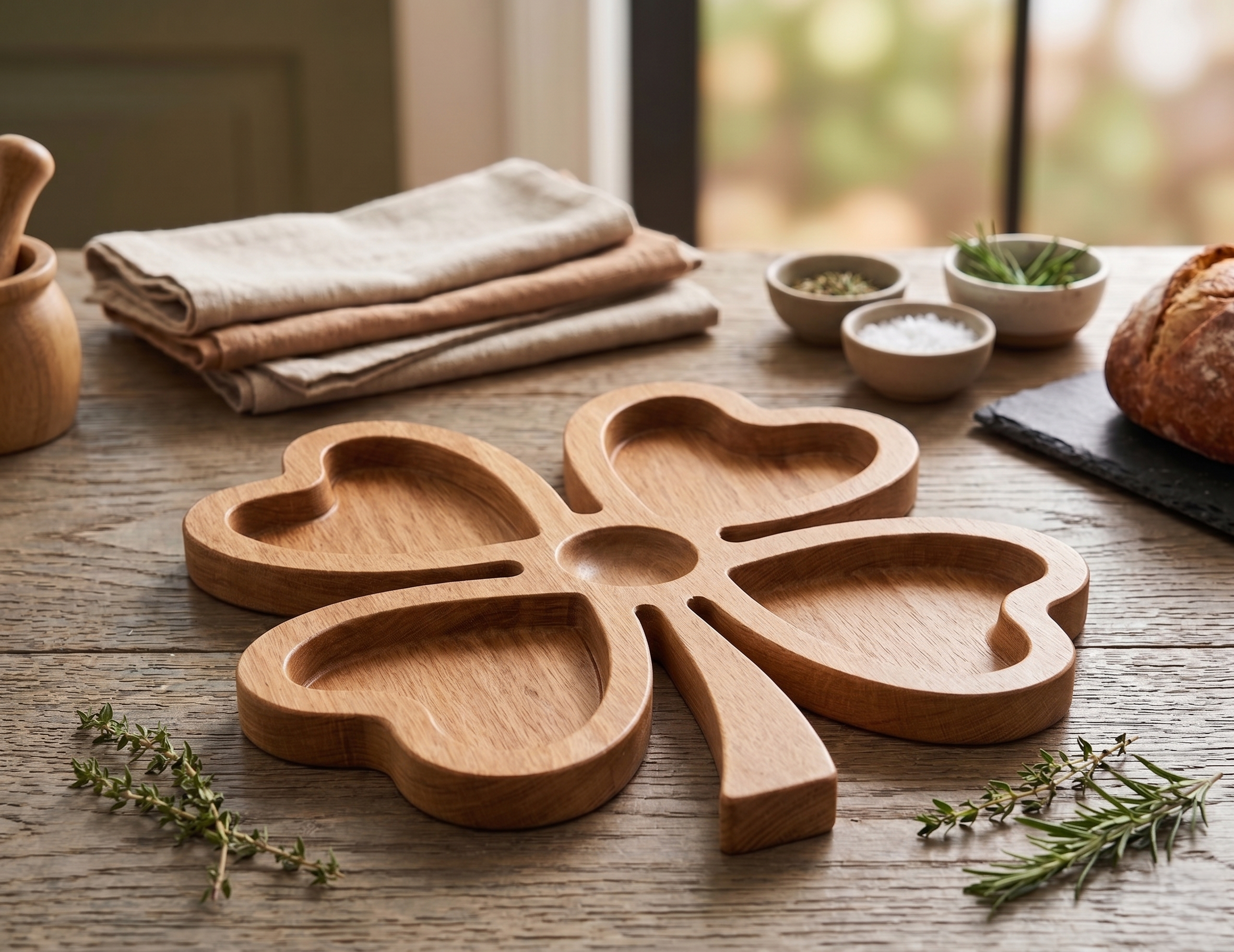 Toynish Wooden Four Leaf Clover Tray