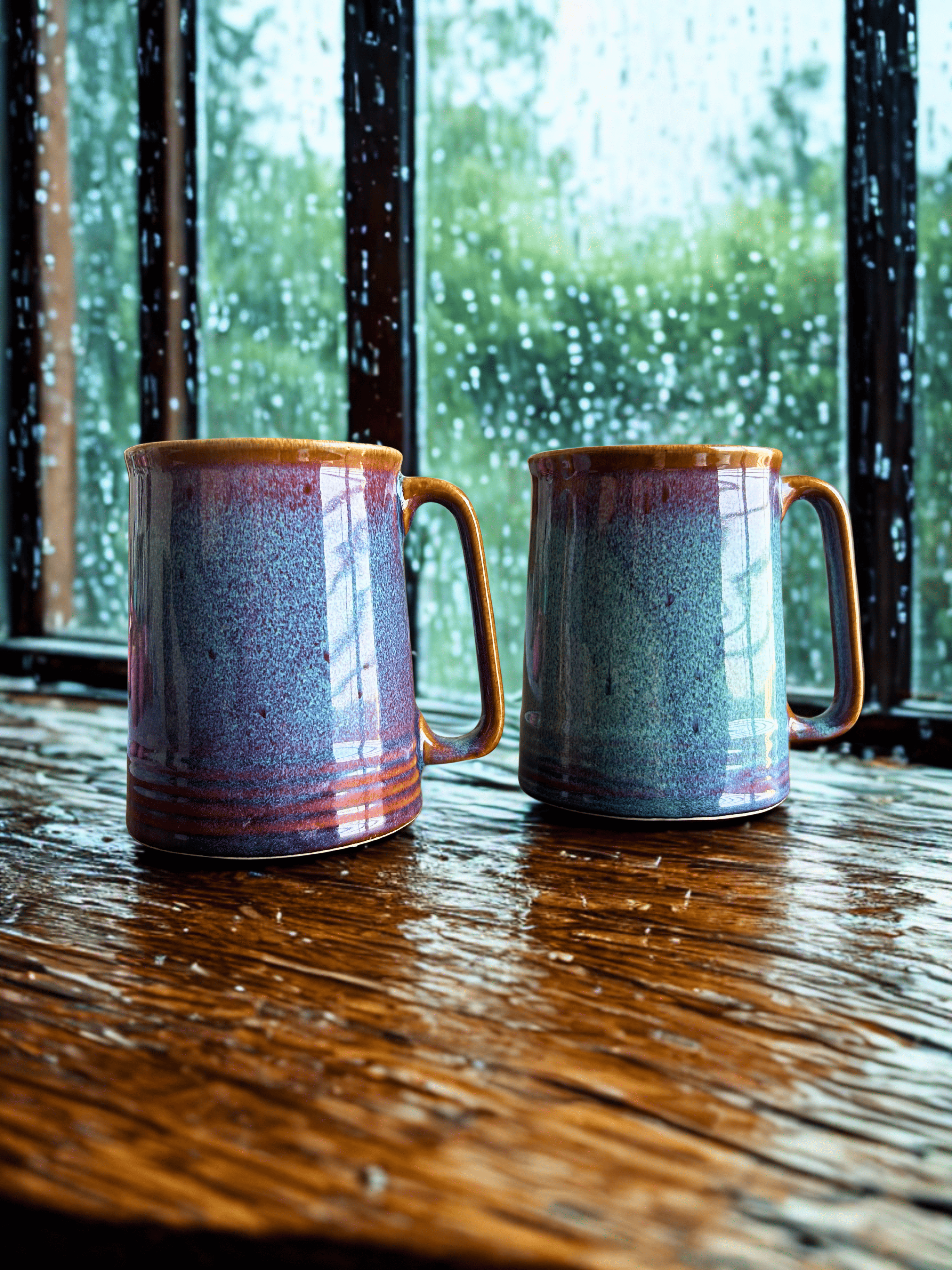 Twilight Indigo Handcrafted Ceramic Mug Set | Rustic Glaze Coffee Cups Set of 2 Online India