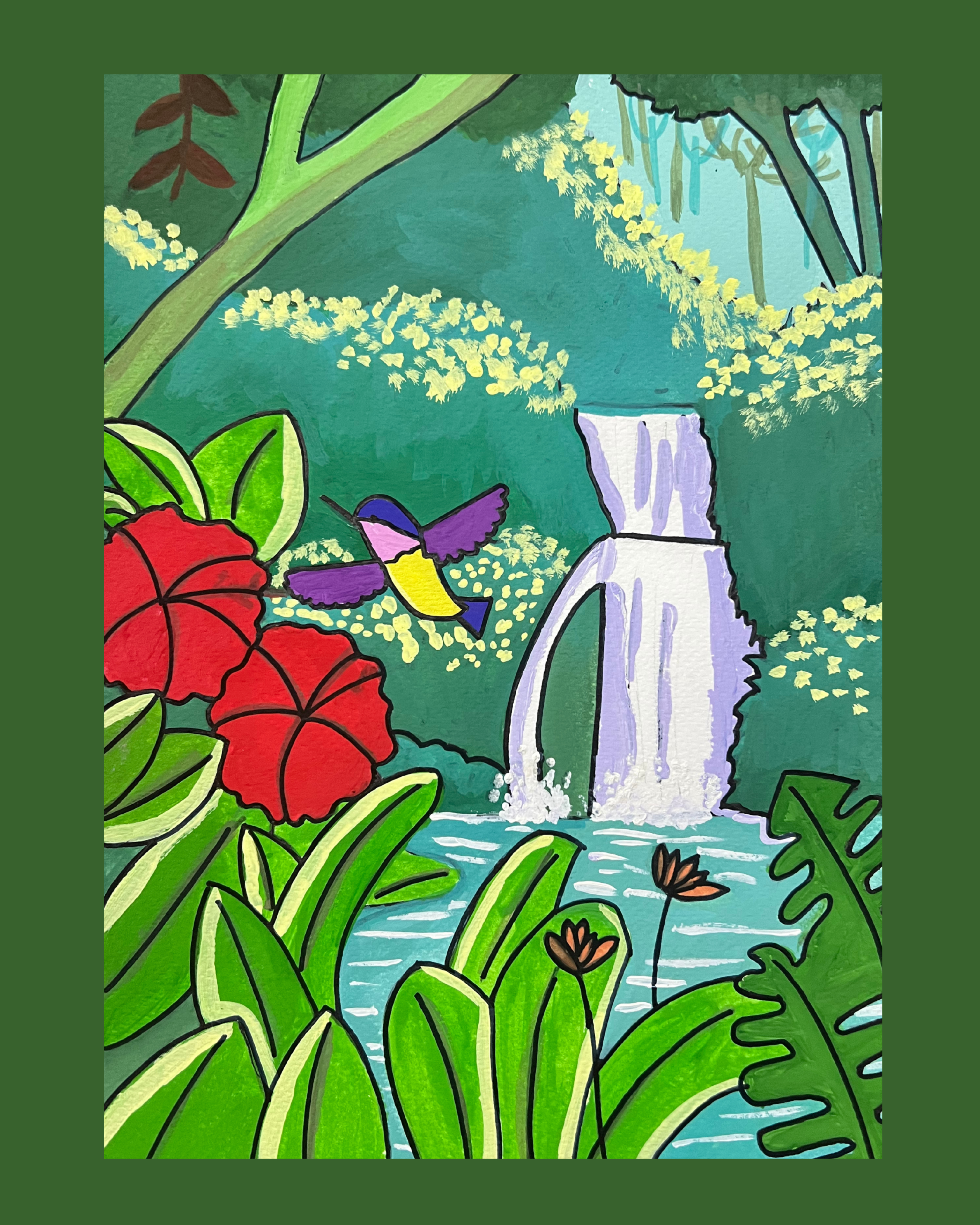 Waterfall Art Print - A5