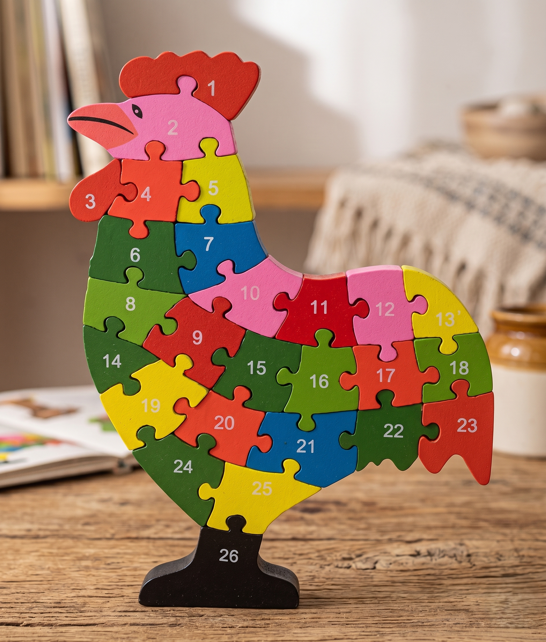 2-in-1 Wooden ABC & 123 Puzzle Hen