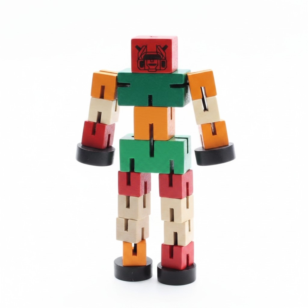 Wooden Transforming Robo Toy – Colourful Twist & Shape-Changing Toy for Kids