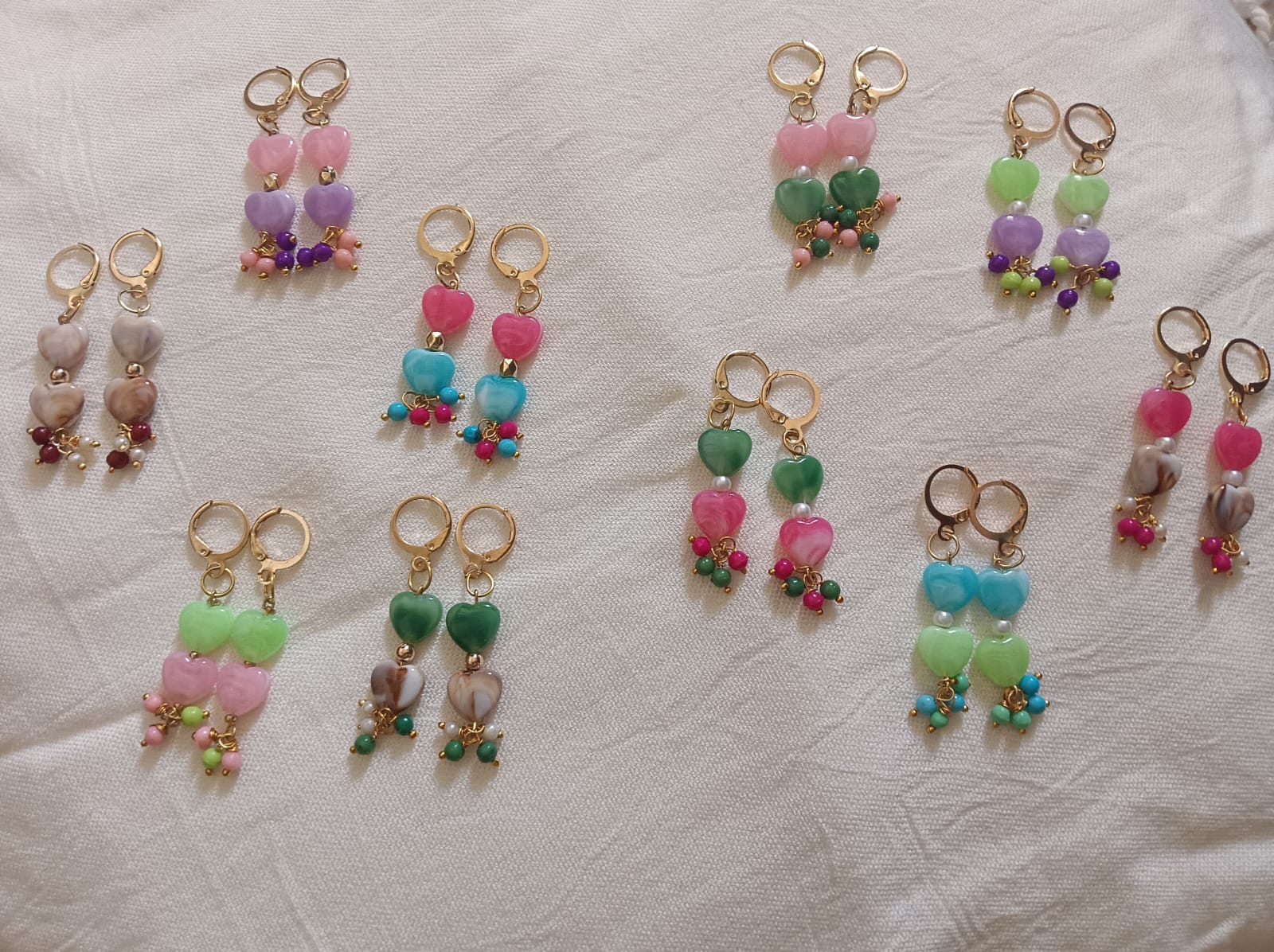 Y2K Candy Heart Stack Huggie Earrings