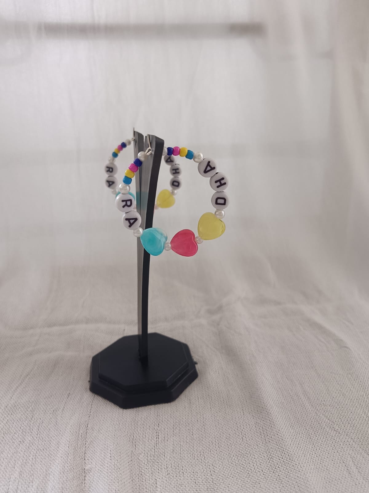 Y2K Pastel Beaded Heart Hoop Radha Earrings | Aesthetic Trendy Dangle Jewelry