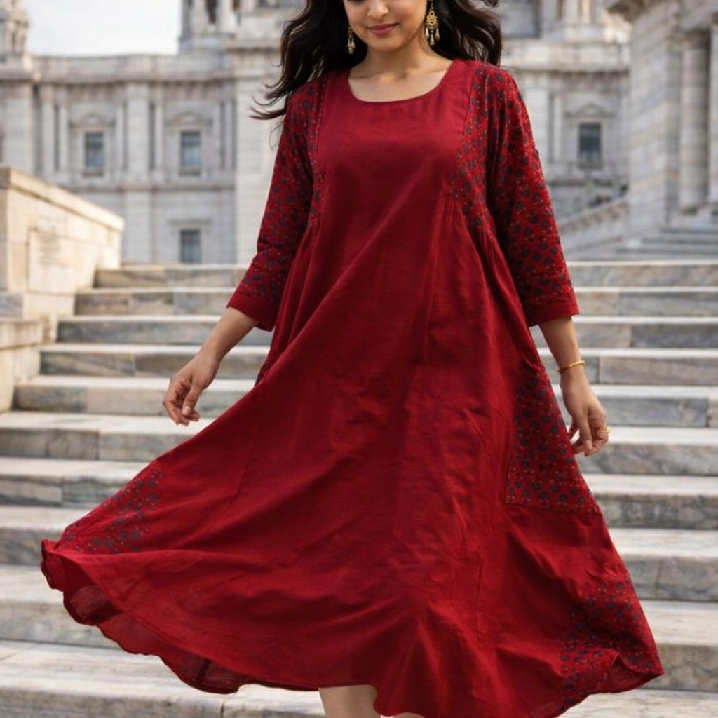 ZENICA - Casual fit, A Line One-Piece Free Flow Dress .